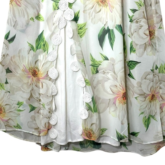 Farm Rio x Anthropologie Dahlia Boho White Chiffon Floral Maxi Dress size XS - Picture 13 of 16